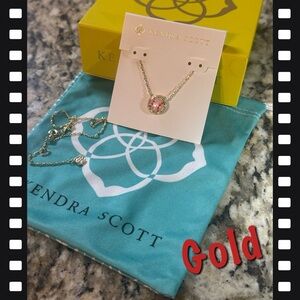 Kendra Scott Gold Necklace with Pink Stone